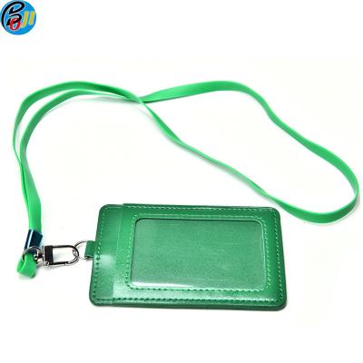 中国 newest waterproof pu leather id card holder,double two sided leather name badge holder 販売のため