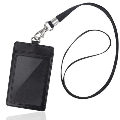 中国 Fashion Leather Card Holder Wallet Men Women Business Credit Card Case Student Badge Bus ID Card Holder Cover Case 販売のため