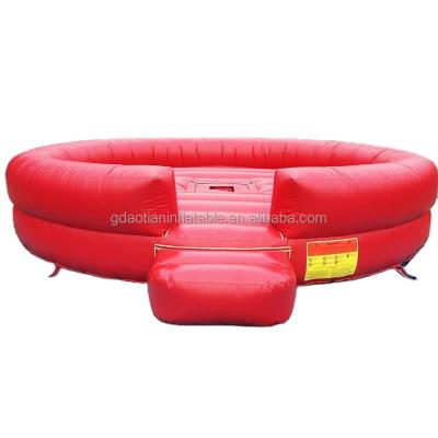 China High quality and low price home red fitness bull bar bullfighting play mat red rubber inflatable soft house bounce bull bar mat park mat for sale