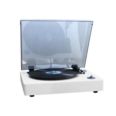 China White Wooden RCA Jack Vinyl Record Player Turntable With Dust Cover for sale