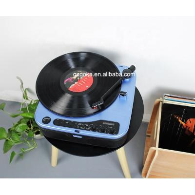 China Portable Retro Built In Stereo Speakers Vinyl Record Player Blue Tooth Turntable with Built-in Speakers Phonograph Record Player 3 Speeds and USB Case for sale