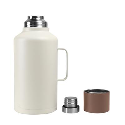 China Large Capacity 2L PORTABLE Unique Shaker Beer Sports Double Moving Hot Cold Wall Insulated Stainless Steel Water Bottle Pot With Cup for sale