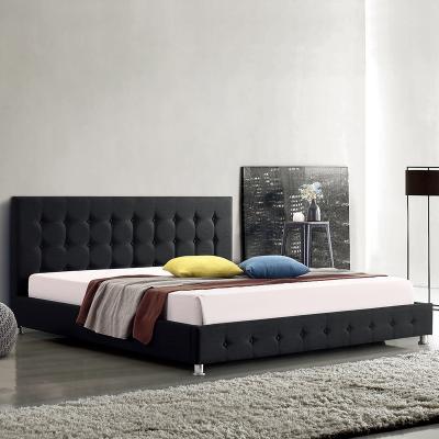 China Durable Black Canvas Fabric Bedroom Bed Frame for sale