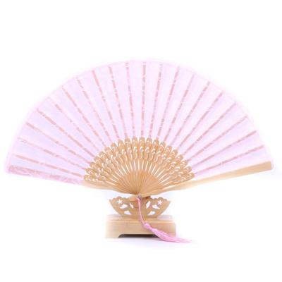 China China Rose Bamboo Lace Bamboo Ladies Hand Folding Fan For Wedding for sale