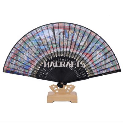 China Wholesale Customized China 30ribs White Real Silk Folding Bamboo Fans Hand Held for sale