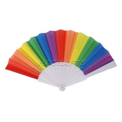 China China 23cm Rainbow Style Customized Your Own Custom Plastic Hand Fan for sale