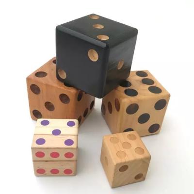 China Eco-Friendly Non-Toxic Giant Wooden Dice Funny Toy Wooden Lawn Yard Throwing Big Dice Game Wooden Dice for sale