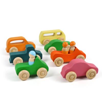 China Rainbow Building Block Eco-friendly Non-toxic Wooden Car Toys 7 Beech Wooden Toys Car Baby Wooden Toys Directly For Wholesale for sale