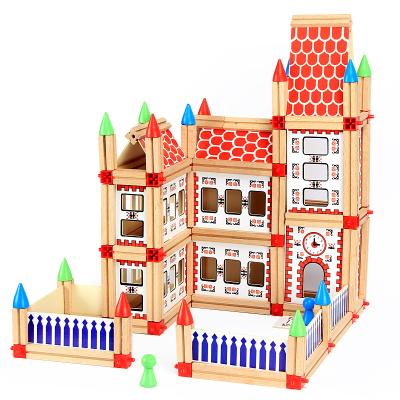 China Eco-friendly Non-toxic Soft Wooden Building Blocks Set Multifunctional Wooden Building Block Toys Wooden DIY Building Block Toys for sale