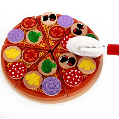 China Non-toxic Eco-friendly Pizza Slice Music Pretend Wooden Pizza Toy Wooden Educational Toy Game Pizza Toys Wholesale for sale