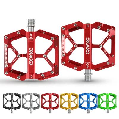 China CXWXC Wide Platform Flat Bicycle Pedals 3 Aluminum Bicycle Nail Footrest MTB Foot Tread Non-Slip Wide Ratio Pedals for sale