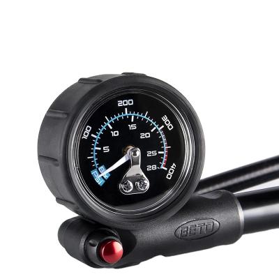 China BETO SP-003AG CNC Aluminum Alloy Black 400 PSI CNC Aluminum Alloy Bike Air Shock Bicycle Suspension Tire Pump with Brake measure for sale