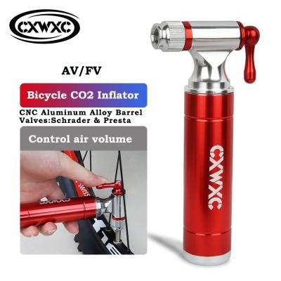 China Aluminum/Alloy CXWXC Mini Portable Inflator Bicycle Pump Mini Bicycle CO2 Compressor Schrader Presta Valve CO2 Pump for sale