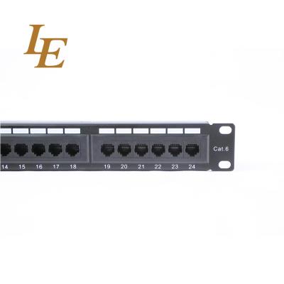 China Telecom 19 Inch 1U Cat5e Cat6 UTP 24 Port Patch Panel Factory for sale