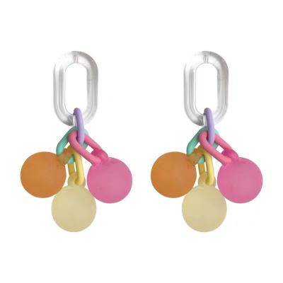 China Fashion Cute Design Cute Earrings Trend Colorful Candy Color Acrylic Long Hanging Earrings For Women for sale