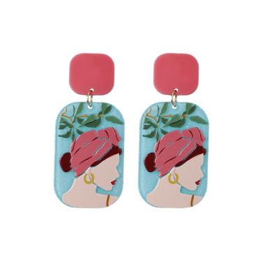 China Japanese and Korean cute love polka dot earrings patchwork acrylic color embossed pattern earrings for sale