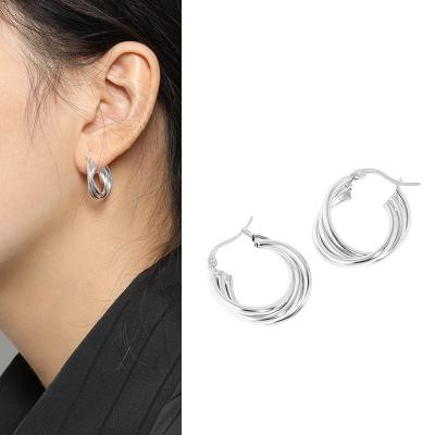 China 2021 Trendy Fashion Minimalist Jewelry Delicacy 925 Sterling Silver Huggies Earring 18K Gold Plated Twisted Circle Earrings For Women for sale