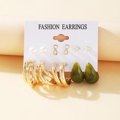 China Trendy Fashion Shell Acrylic Drop Earrings Geometric circle earrings combine for women jewelry set earrings 2021 for sale