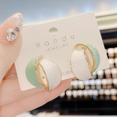 China CLASSIC around the style geometric creative stereo brass simple intellectual fresh intellectual enamel irregular earrings for women for sale