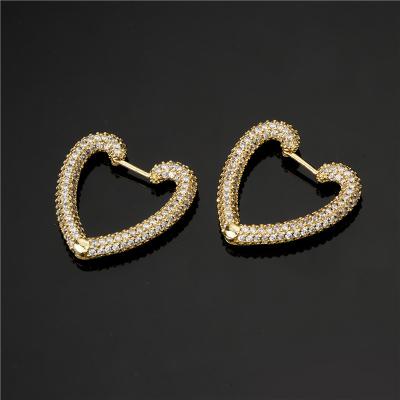 China CLASSIC High Quality Brass Romantic Love Heart Diamond Earrings Full Zircon Hoop Earrings For Women Jewelry for sale