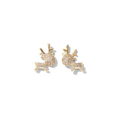 China CLASSIC Simple Cute Animal Diamond Christmas Reindeer Elk Deer Stud Earrings Crystal Stud Earrings For Women for sale