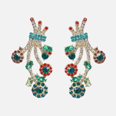 China Fashion CLASSIC High Quality Indian Boho Crystal Rhinestone Earrings Wedding Bridal Floral Jewelry for sale