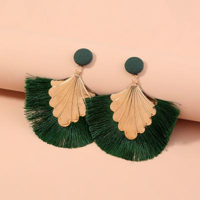 China CLASSIC Fashion And Creative Green Tassel Geometry Stud Bohemian Stud Earrings for sale