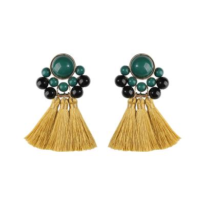 China Fashion CLASSIC Bohemian Tassel Handmade Woven Earrings Around Acrylic Earrings For Women for sale