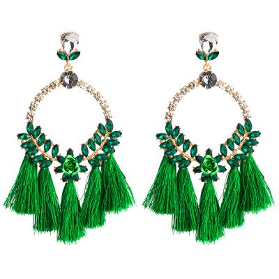 China CLASSIC Fashion Long Bohemian Tassel Earrings Exaggerated Flower Acrylic Crystal Earrings For Women Jewelry for sale