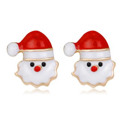 China 2021 Creative Alloy Oil Drop Earrings New Wholesale Christmas CLASSIC Santa Claus Earrings for sale