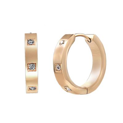 China 2021 CLASSIC Fashion Designer Earrings Popular Brands Stainless Steel Zircon Huggie Hoop Earrings For Women Jewelry for sale