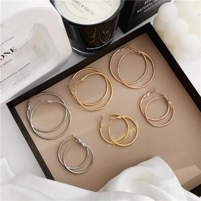 China Fashionable Wholesale CLASSIC Multi Size Gold Stainless Steel Earrings Set Circle Hoop Earrings Fashion Women Jewelry for sale