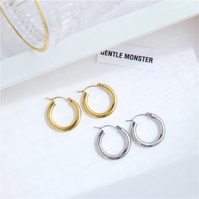 China CLASSIC Fashion 18K Gold Plated Stainless Steel Jewelry Statement Hollow Out Circle Earrings For Women for sale