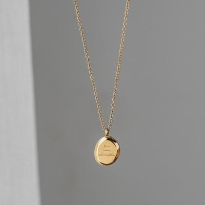 China Wholesale TRENDY Simple Stainless Steel 18K Gold Plated Irregular Oval English Letter Pendant Necklace For Women for sale