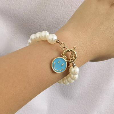 China Popular jewelry wholesale Lady Smile Face ING fashion style temperament bracelet CLASSIC creative freshwater pearl bracelet for sale