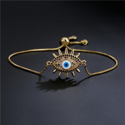 China CLASSIC Devil's Eye Bracelet 18K Color Plated Zirconium Drop Oil Eye Bracelet for sale