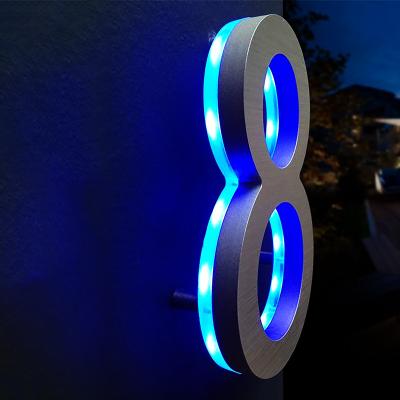 China Stores Professional Custom Outdoor 3d Lighted House Number Sign Letters Led Backlit Stainless Steel Number for sale