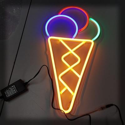 China Buildings Shop Ice Cream 3d Model Front Sign Ice Cream Neon Lighting Sign Accept Custom Neon Sign Font for sale