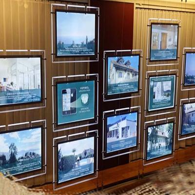 China Real Estate Agent Window Sign Display Indoor Advertising Led Crystal Light Box for sale