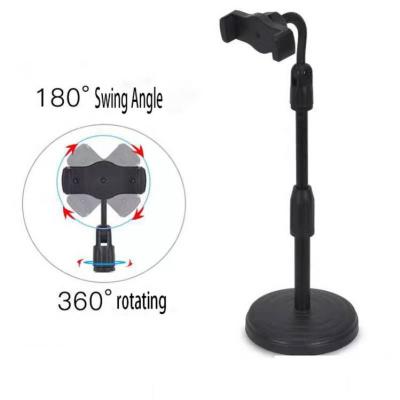 China Metal Best Selling Durable Adjustable Video Base Microphone Stand Mini Disk Mobile Phone Live Desk Stand with Microphone Holder for sale