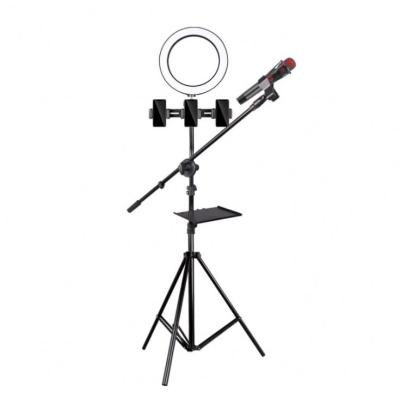 China LED Ring Light Dimmable Ringlight Webcast Camera Stand 210cm Extendable Mobile Phone Microphone Stand for sale