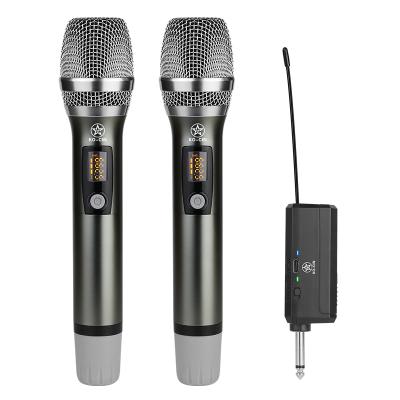 China Rechargeable UHF Handheld Wireless Microphone Microphone Microphone Suitable for Phones Computer Podcasts Karaoke Speaker for sale