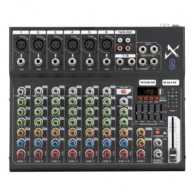 China Disco\Bar\Club\Professional 8 Way Mixer BT USB Small Digital Home Mixer Home Dedicated Network Karaoke Host Live Equipment Audio Mixer for sale