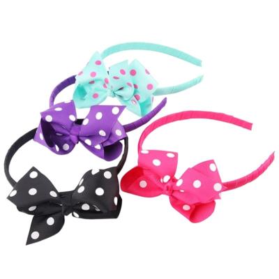 China Cute Polka Dots Handmade Big Bow Headband Tiaras Headbands Wholesale Kids Party Decoration for sale