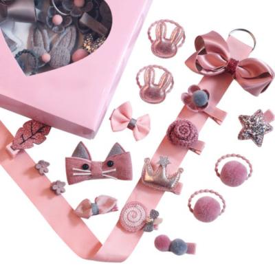 China Cute Custom 18-Piece Children's Hair Accessories Set Princess Hair Rings Animal Hair Clips Cartoon Baby Hairpins for sale