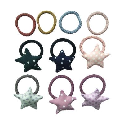 China Fashion Wholesale Babies Hair Accessories Cotton Filled Hair Ponytail Silky Scrunchies Stain Starfish Hairties Kids Headband for sale