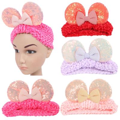 China Fashion Wholesale Children's Hair Accessories Elastic Sequined Bow Headband Cat Ears Headband for sale