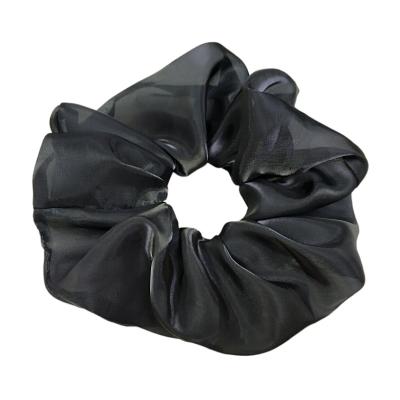 China Oversized Silk Ring Girl Elastic Hairband Big Chiffion Hair Scrunchies Custom Solid Color Hair Accessories For Woman Girls for sale