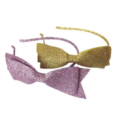 China Custom Bright Colors Hair Accessories Baby Headbands Fashion Gold Dust Big Bow Children Headbands for sale