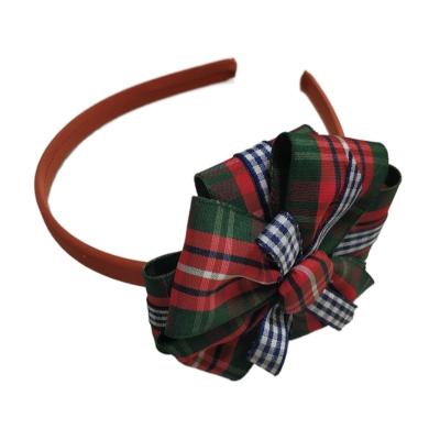 China Fashion Korean Hair Accessories Fashion Girls Retro Classic Striped Plaid Bow Big Bow Kids Headband for sale